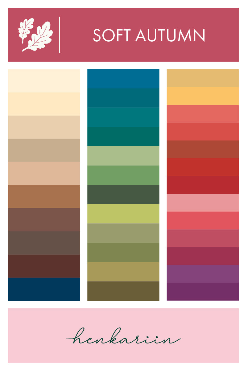 Henkariin Soft Autumn -väripaletti
